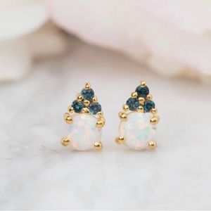 Opal & London Blue Topaz Doublet Studs